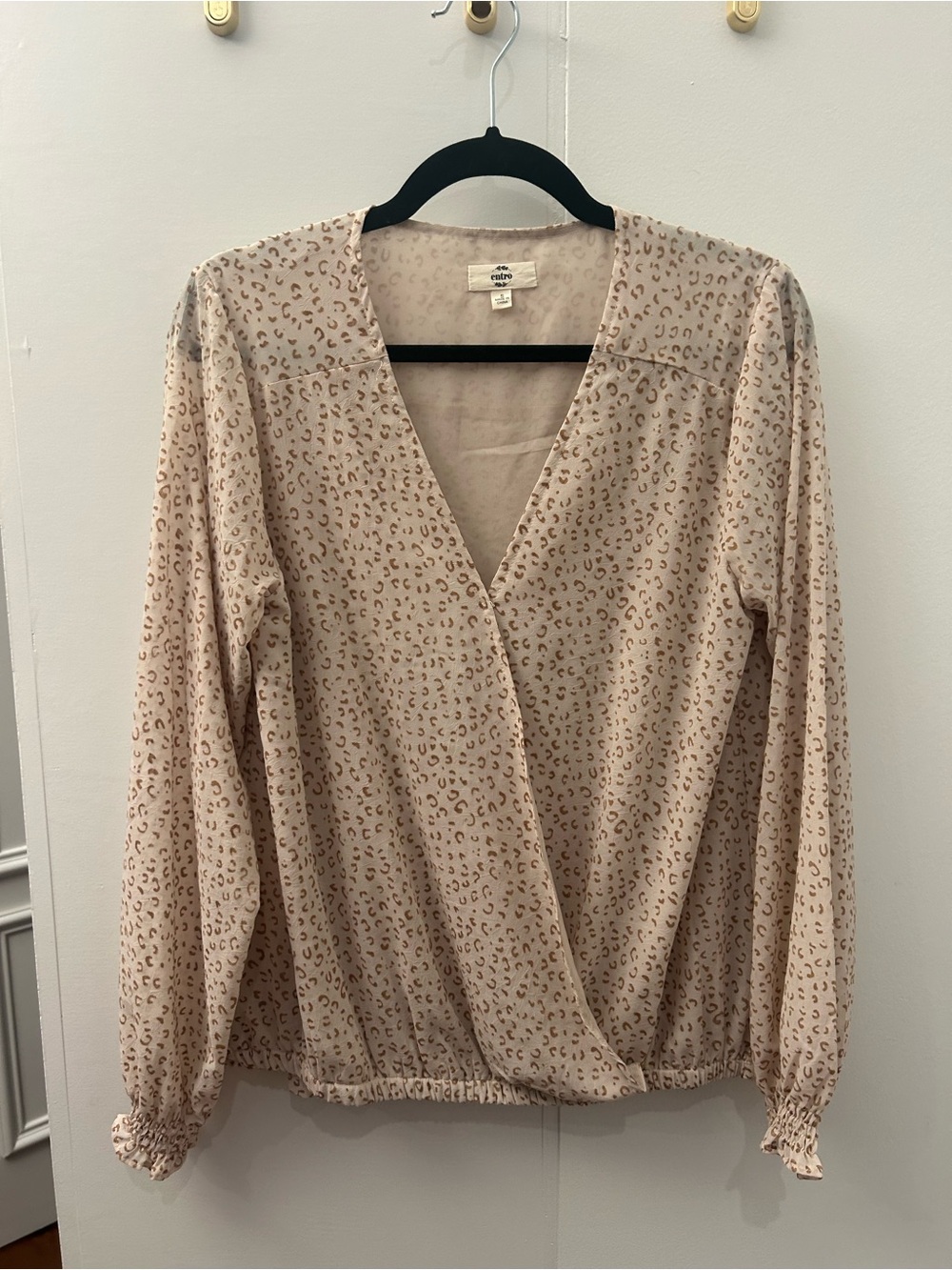 entro Blush Leopard-Print Wrap Blouse